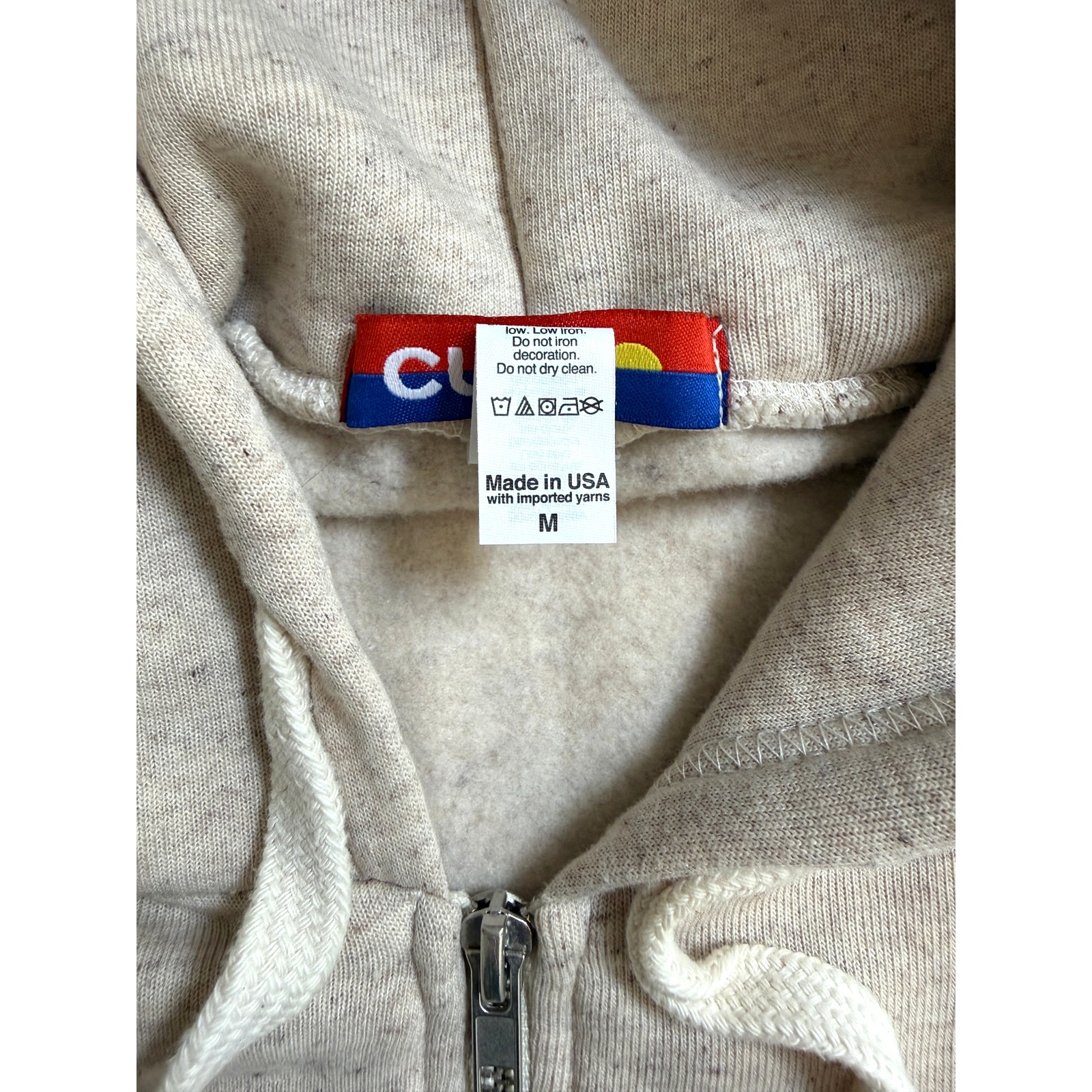 Culk Sunflower Full Zip-Up Hoodie Heathered Tri-Cream, Medium, Mens, Unisex — image 4 of 4